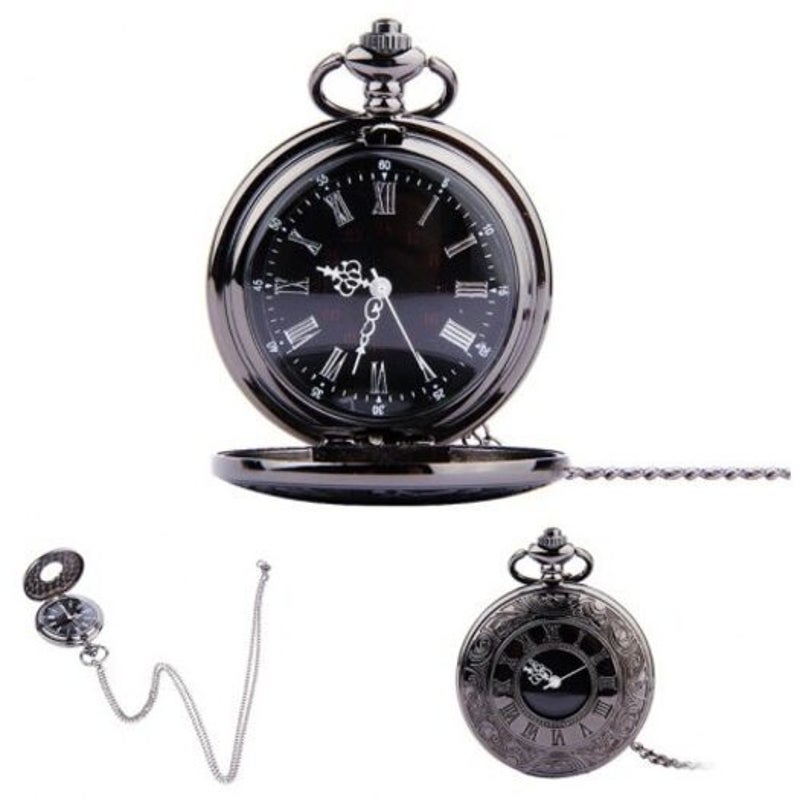 Veile Studios Baldr Pocket Watch Roman Numerals Quartz Black