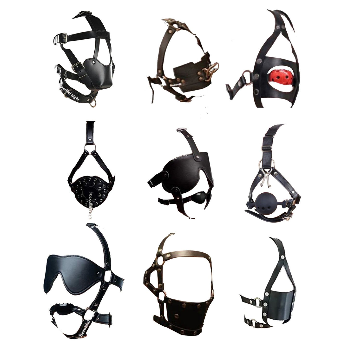 Ball Gag Head Harness Mask Muzzle Blindfold Bondage Kink Bdsm Fetish Restraints