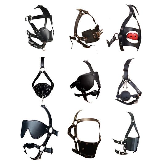 Ball Gag Head Harness Mask Muzzle Blindfold Bondage Kink Bdsm Fetish Restraints