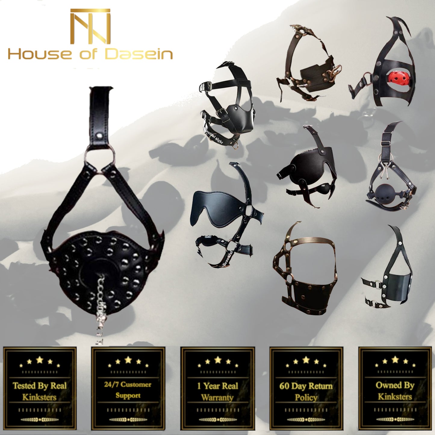 Ball Gag Head Harness Mask Muzzle Blindfold Bondage Kink Bdsm Fetish Restraints