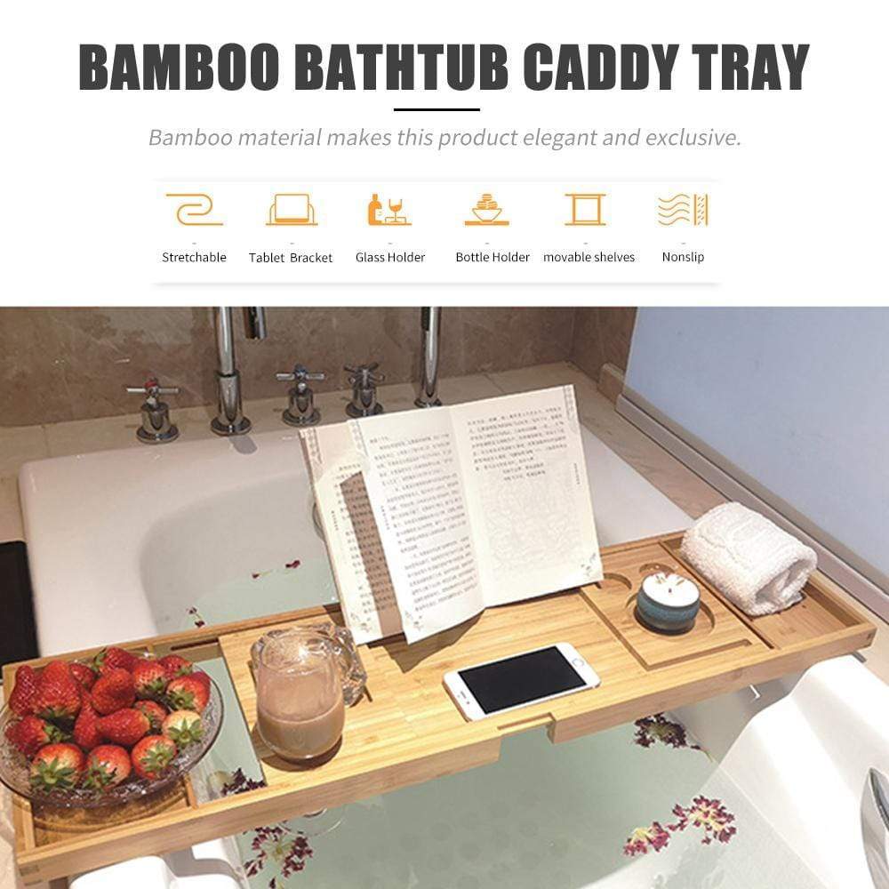 Bamboo Bathtub Tray Luxury Relaxation Self Care Bathroom Accessories