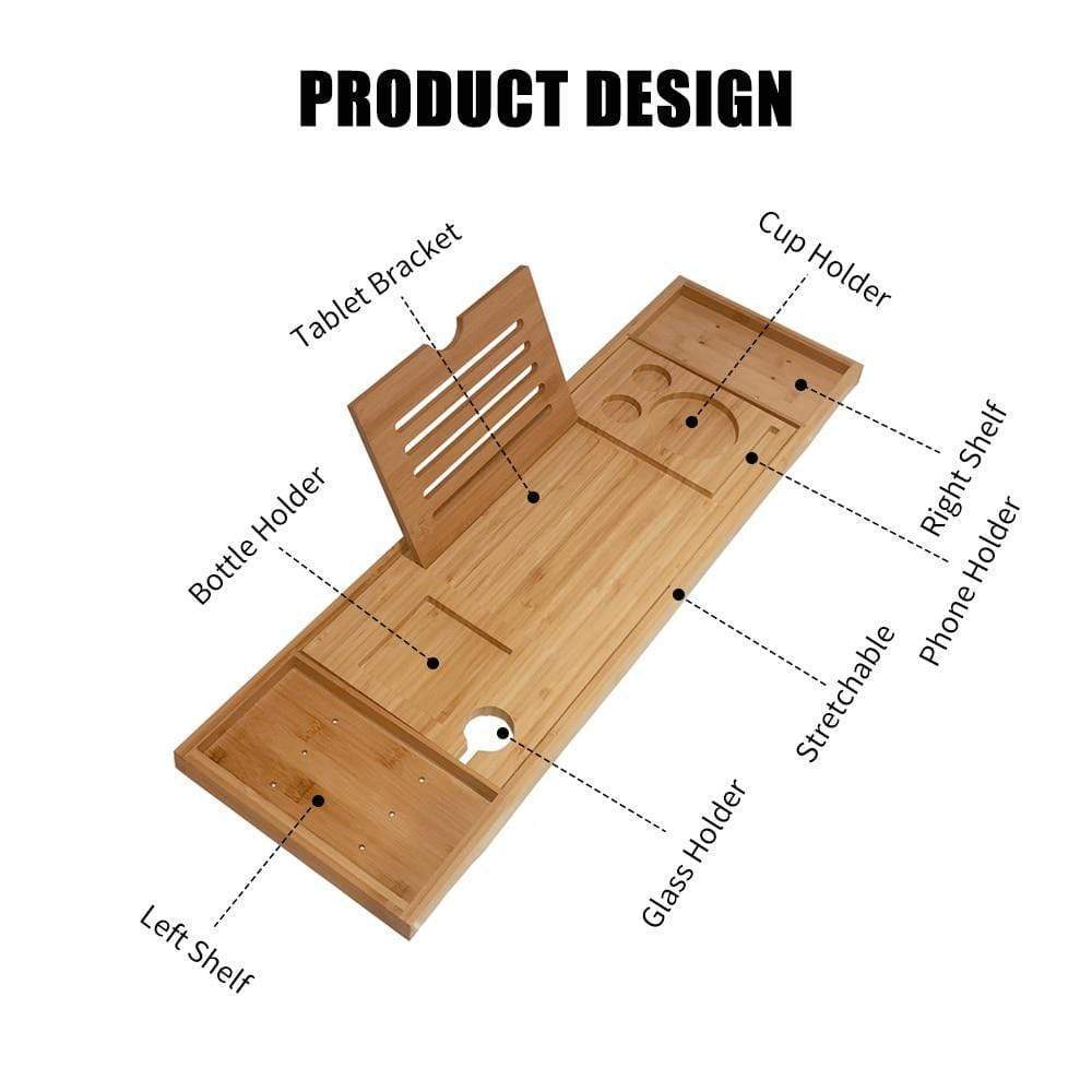 Bamboo Bathtub Tray Luxury Relaxation Self Care Bathroom Accessories