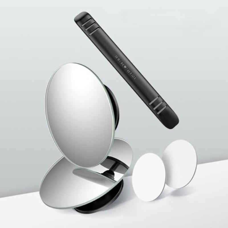 Acmdj 01 Car Holder 360 Degree Hd Rearview Mirror Anti Fog Wide Angle Convex Blind Spot Rimless Mirrors 2Pcs White