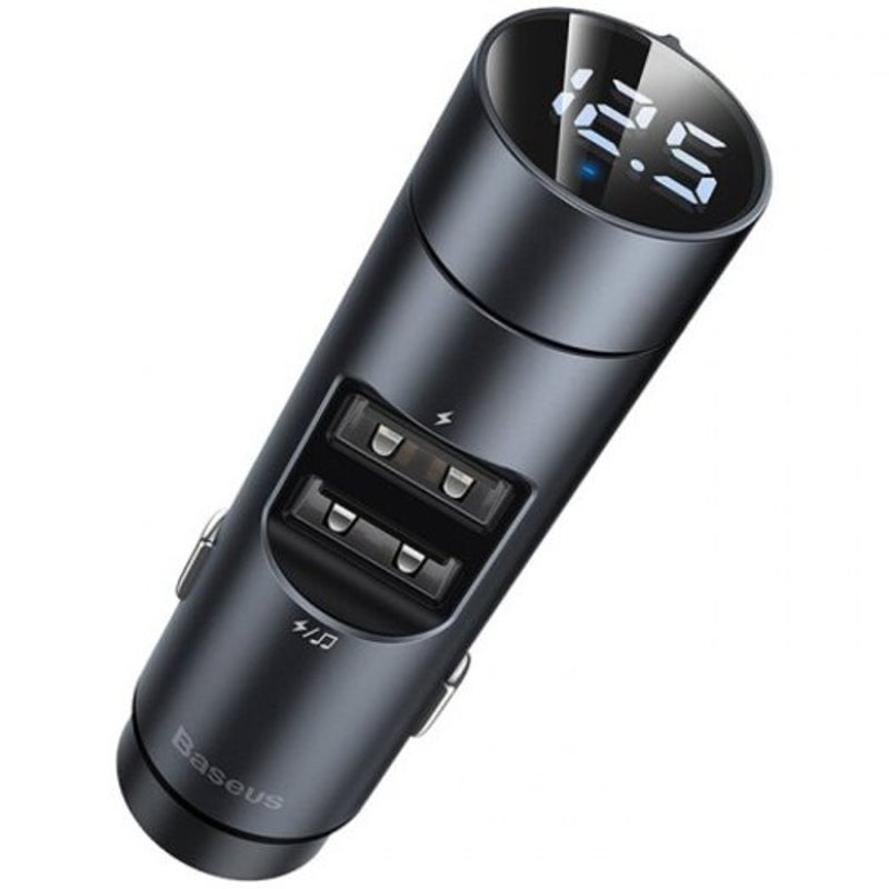 Bs 01 Wireless Car Dual Usb Ports Charger Bluetooth 5.0 Mp3 Player With Led Display Gray