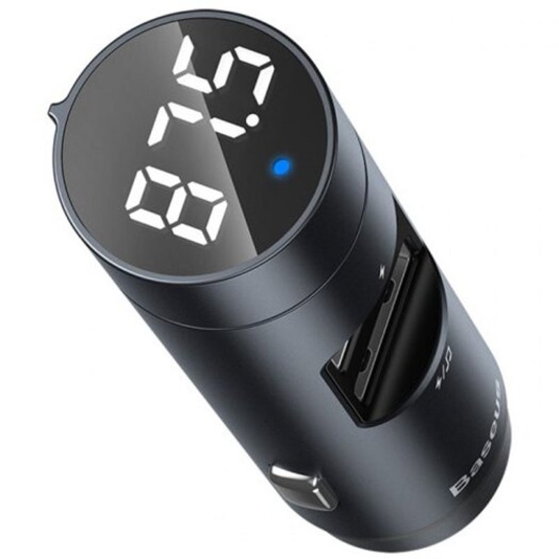 Bs 01 Wireless Car Dual Usb Ports Charger Bluetooth 5.0 Mp3 Player With Led Display Gray