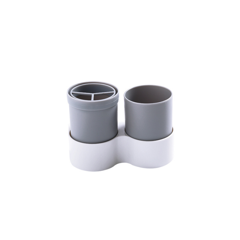 Bathroom Wall Suction Toothbrush Holder Barrel Set Grey