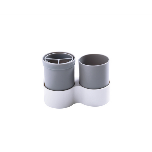 Bathroom Wall Suction Toothbrush Holder Barrel Set Grey
