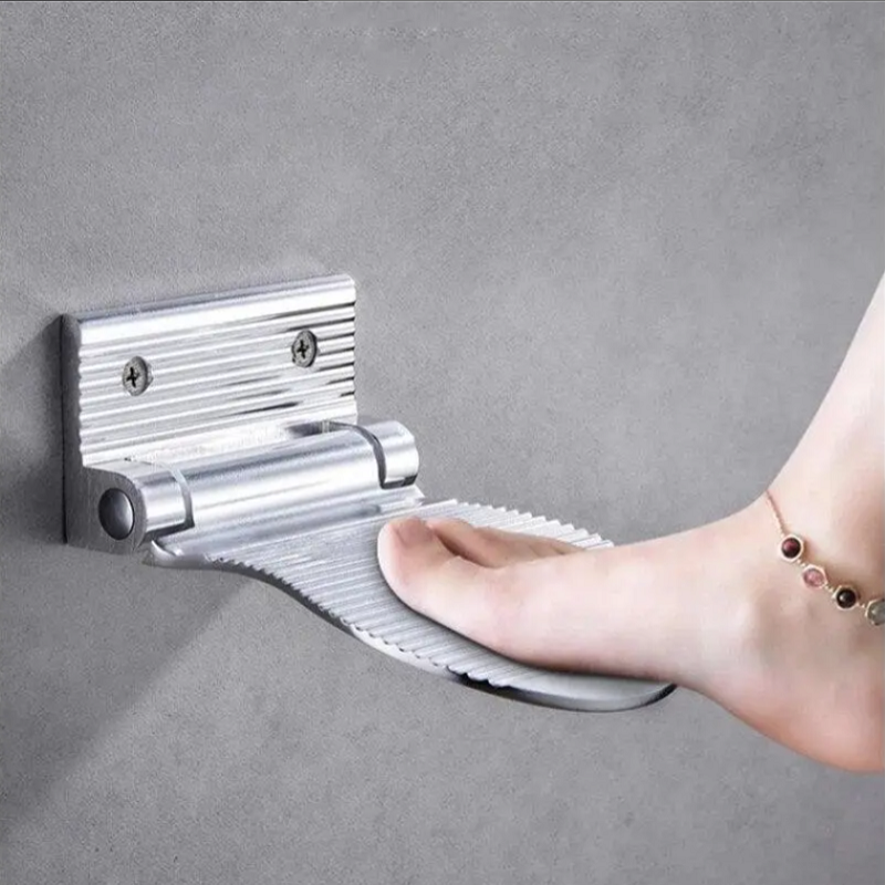 Bathroom Non Slip Foot Washing Board Shower Footstool Aluminium Alloy Wall Mounted Auxiliary Pedal Rest Pedestal Holder