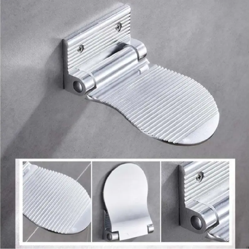 Bathroom Non Slip Foot Washing Board Shower Footstool Aluminium Alloy Wall Mounted Auxiliary Pedal Rest Pedestal Holder