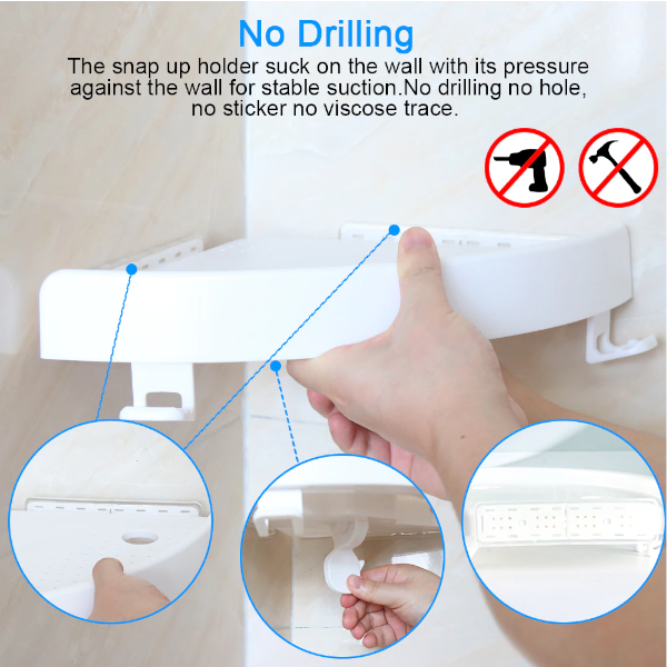 Bathroom Shelves Triangular Storage Shelf With Hooks Corner Organiser