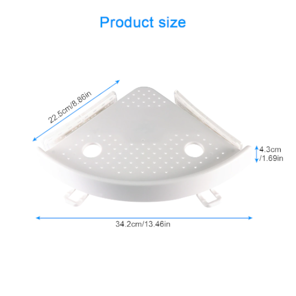 Bathroom Shelves Triangular Storage Shelf With Hooks Corner Organiser