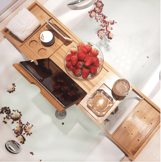 Bamboo Bathtub Tray Luxury Relaxation Self Care Bathroom Accessories