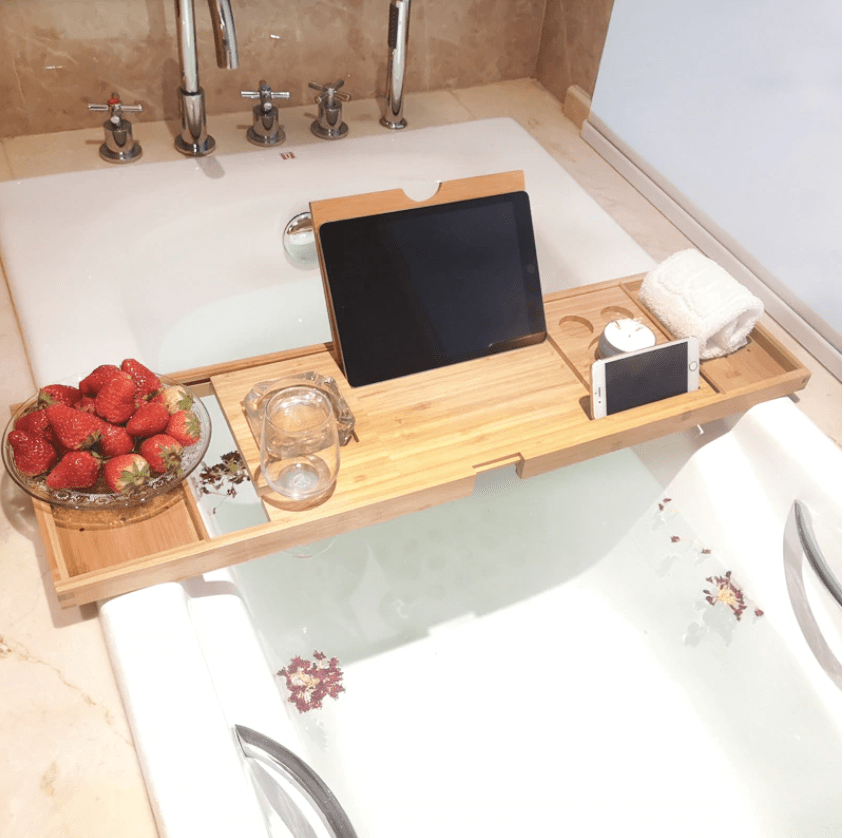 Bamboo Bathtub Tray Luxury Relaxation Self Care Bathroom Accessories