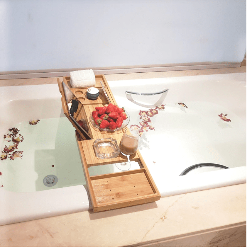 Bamboo Bathtub Tray Luxury Relaxation Self Care Bathroom Accessories