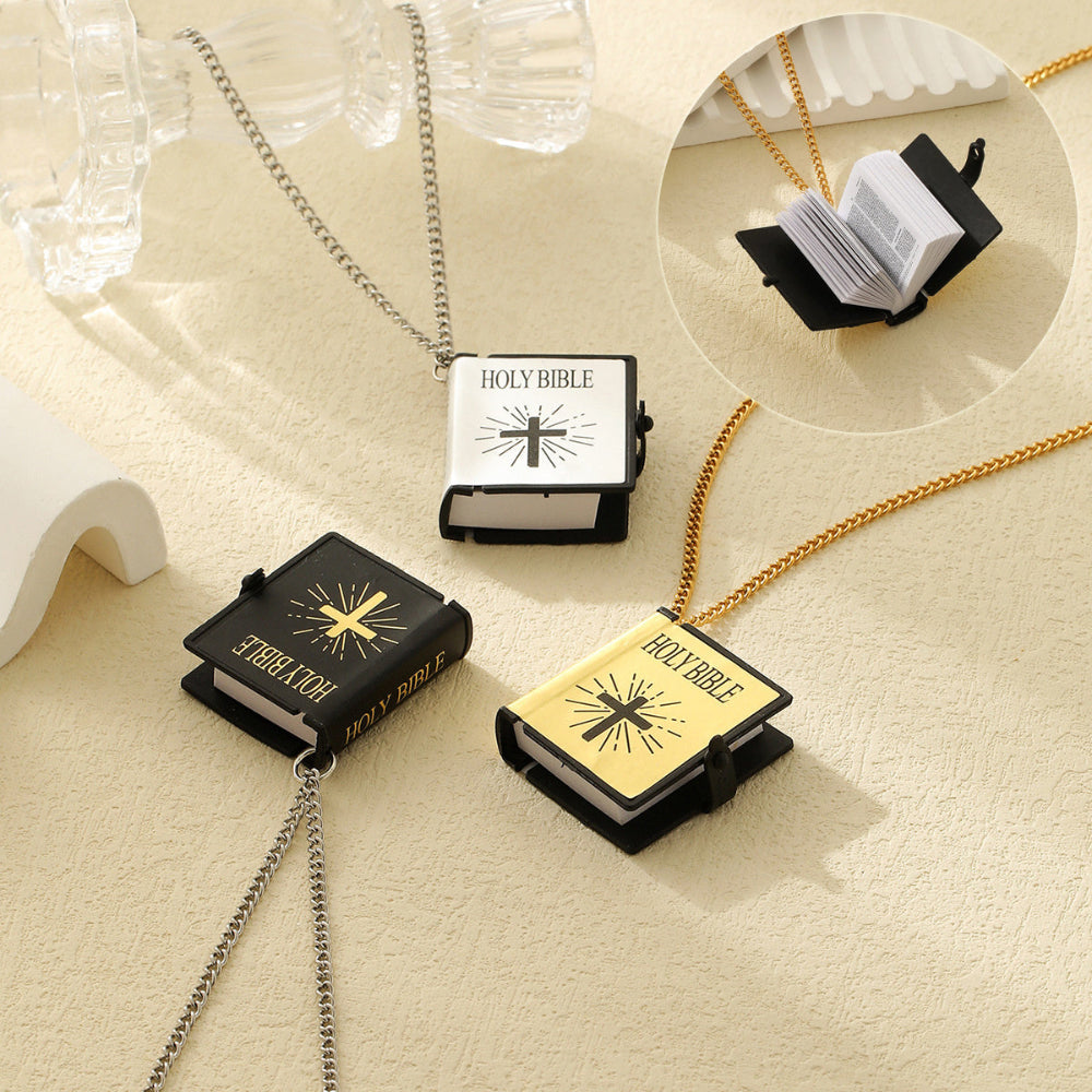 Stainless Steel Necklaces For Men Women Cross Bible Verses Pendant Fashion Jewelry