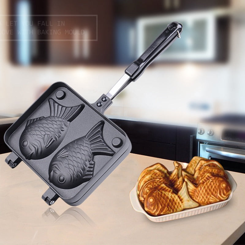 Non Stick Taiyaki Fish Shaped Waffle Frying Pan Maker Food Cooking Baking Mold