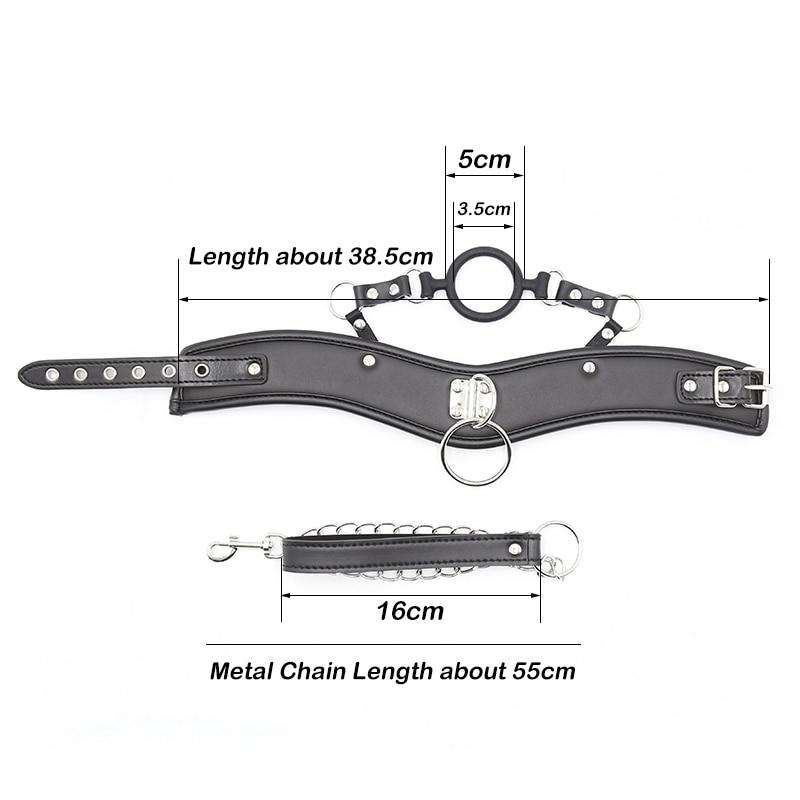 Black Posture Collar O-Ring Gag Chain Leash Bdsm Bondage Restraints