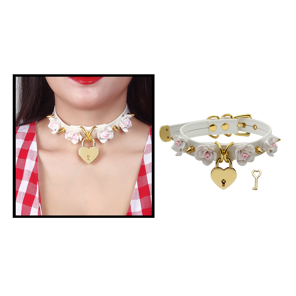 Bdsm Collar Spikes Flowers Choker Necklaces Slave Play Owned Submissive