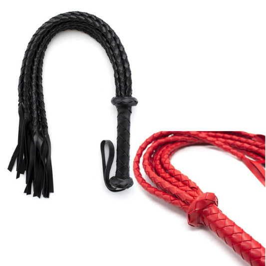 Bdsm Flogger Braided Black Red Tails Spanking Sex Toy Impact Play Fetish