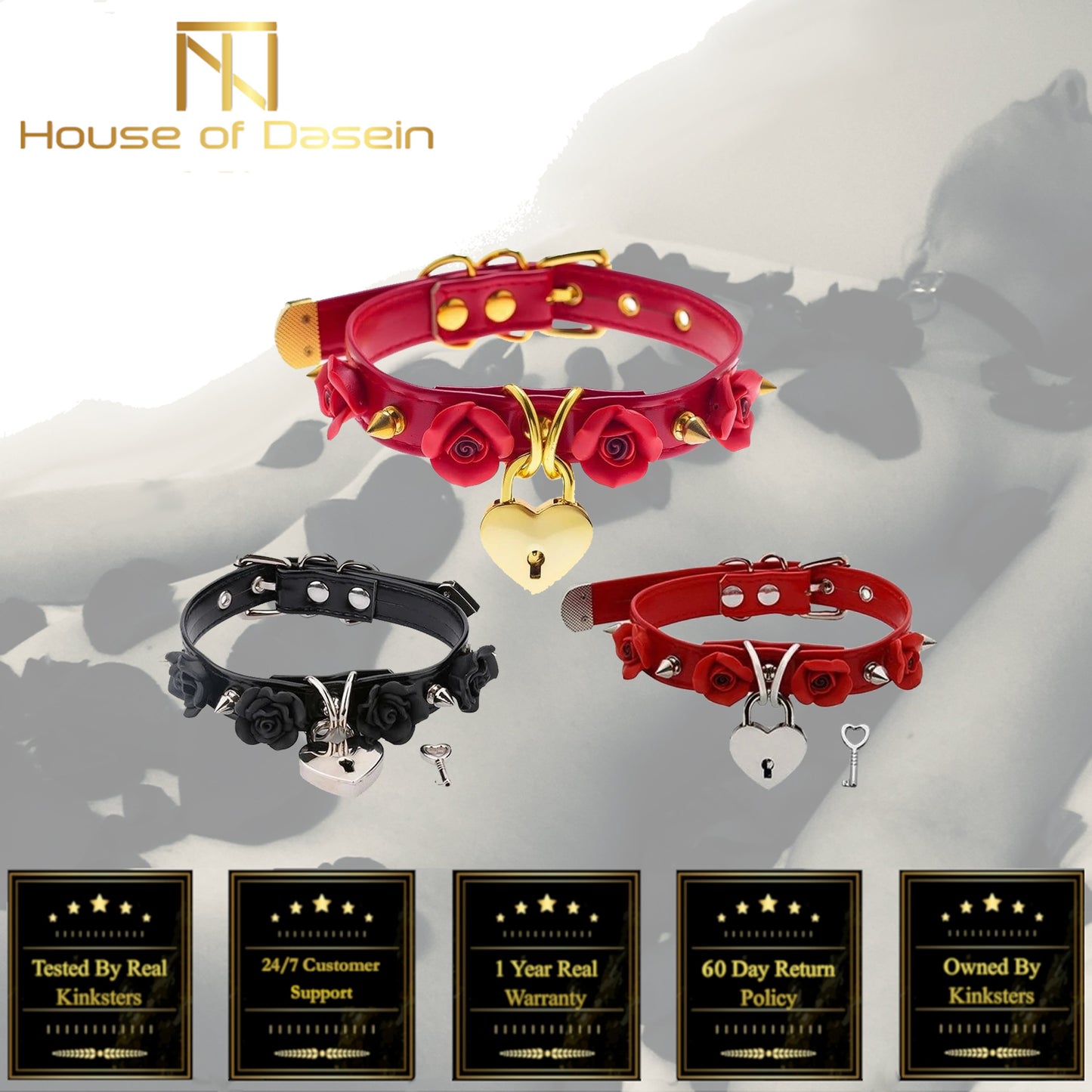 Bdsm Collar Spikes Flowers Choker Necklaces Slave Play Owned Submissive