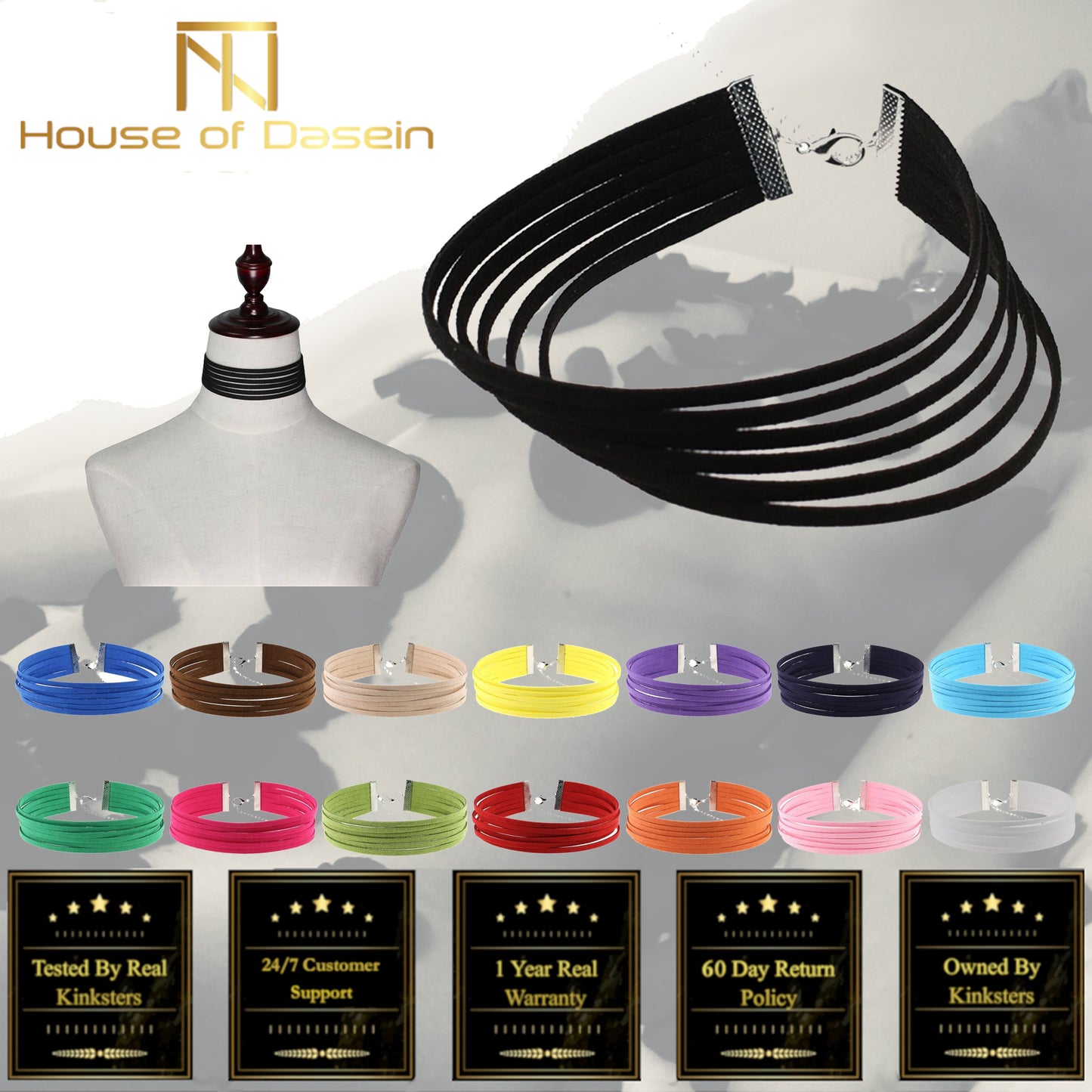Bdsm Day Collar Colourful Velvet Choker Kink Fetish Dominant Submissive