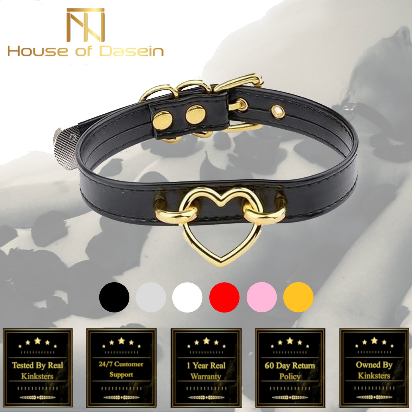 Bdsm Heart Choker Collar Submissive Symbolic Jewelry Kink Fetish