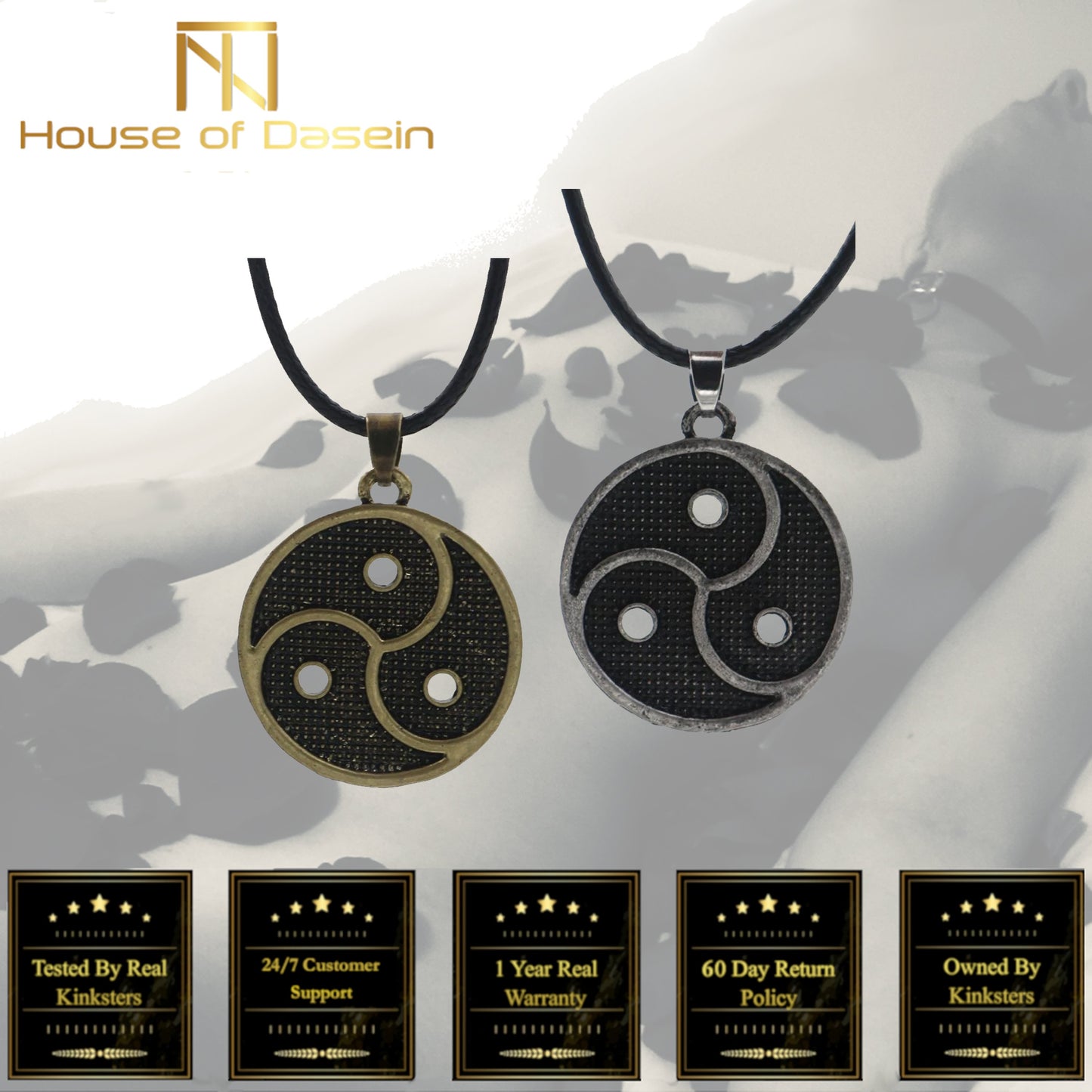 Bdsm Pendant Necklace Triskelion Emblem Symbolic Jewellery