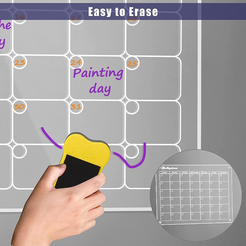 Acrylic Magnetic Dry Wipe Plate Calendar For Refrigerators