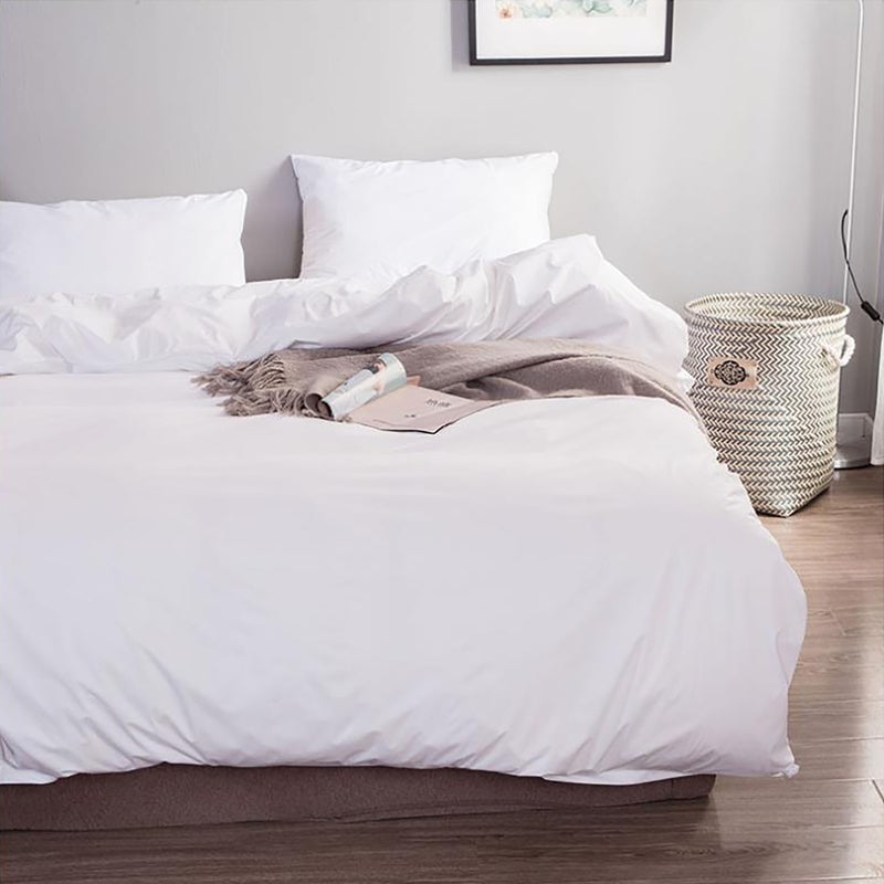 Bed Linen Pure White Quilt Covers 3 Pieces Set King