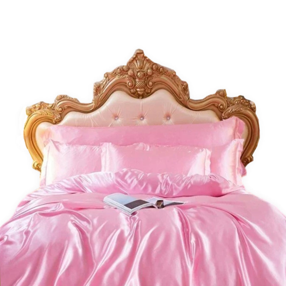 Beddings Blush Pink Us Queen Size 3 Pcs Satin Duvet Cover Set Polyester