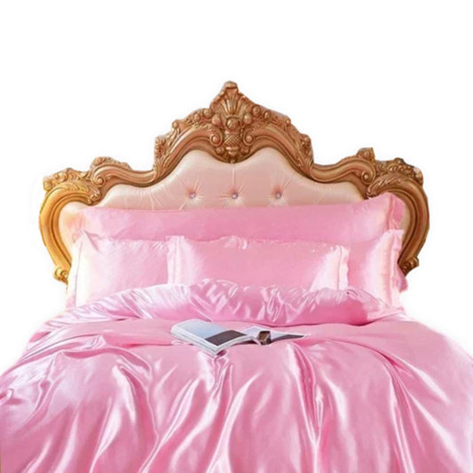 Beddings Blush Pink Us Queen Size 3 Pcs Satin Duvet Cover Set Polyester