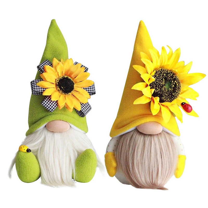 Bee Gnome Spring Sunflower Doll Decor Handmade Bumble Plush Faceless Ornaments Bedroom Desktop Gnomes