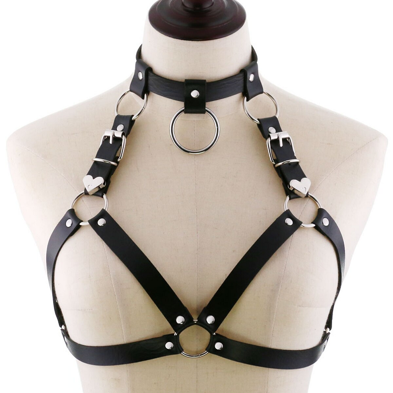 Belted Choker Harness Women Body Fetish Clothing
