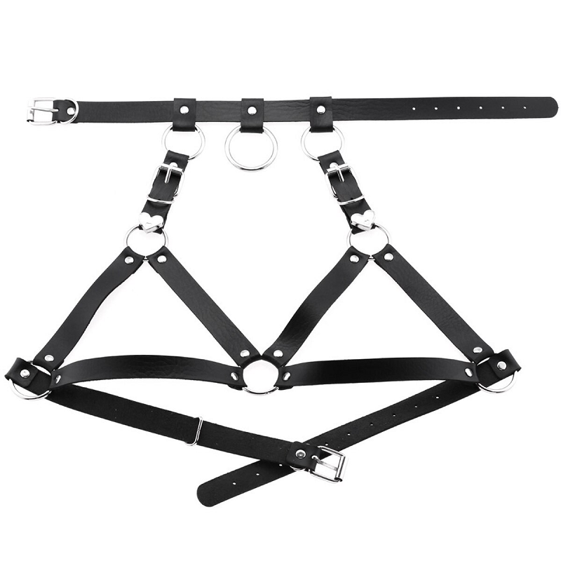 Belted Choker Harness Women Body Fetish Clothing