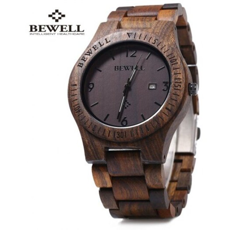 Veile Studios Zs-W086b Wood Watch Men Analog Quartz Movement Date Waterproof Wristwatch