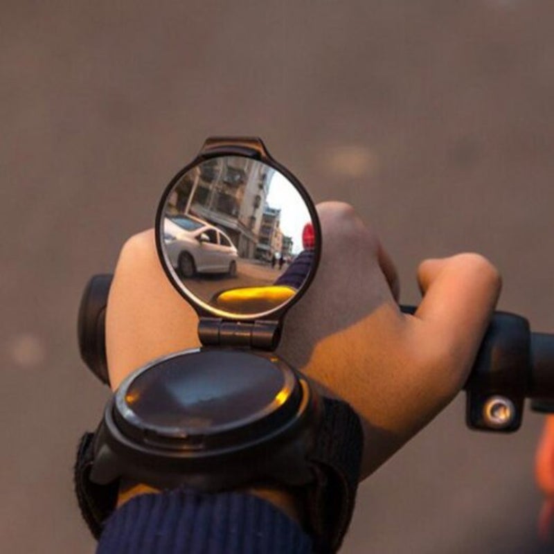 Bicycle Rearview Mirror Wristband Arm 360 Degrees Rotation Black