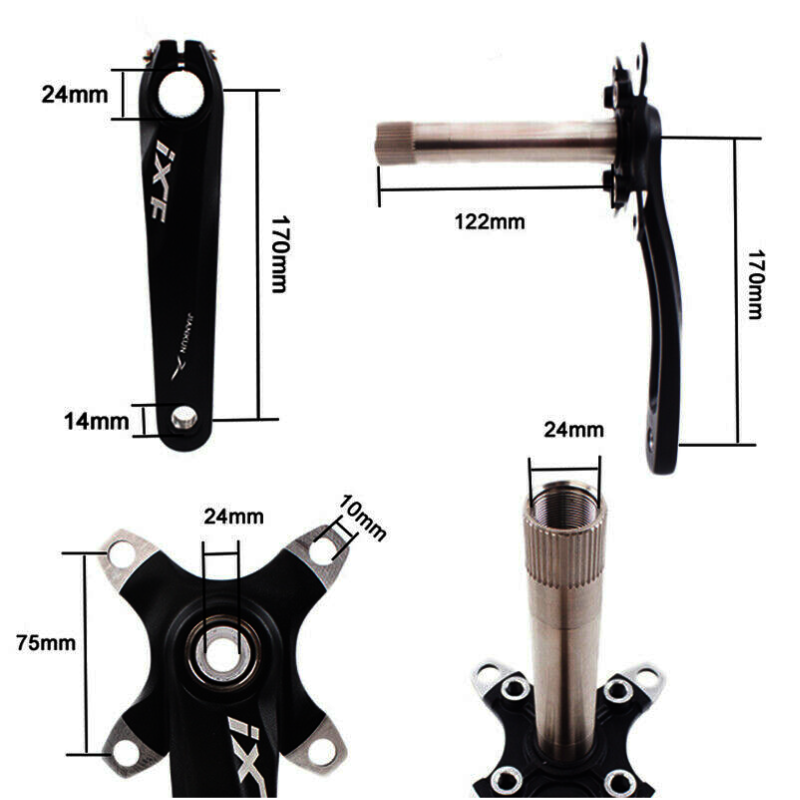 Bicycle Crank Middle Shaft Aluminum Alloy Crankset Bike Accessories