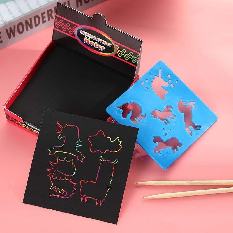Diy Kids Craft Black Scratching Paper With Stencils