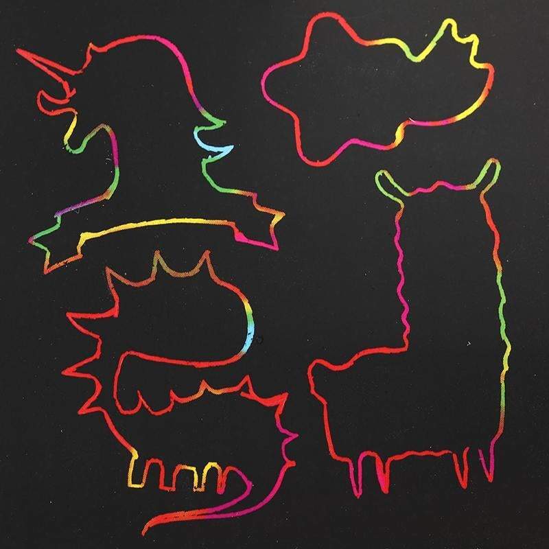 Diy Kids Craft Black Scratching Paper With Stencils