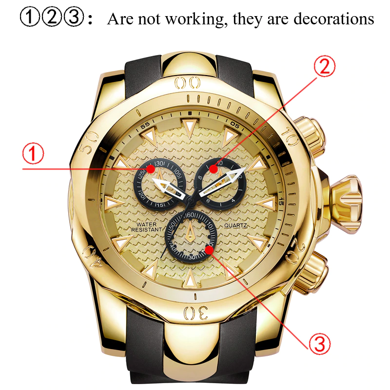 Veile Studios Men's Creative Fashion Big Dial Chronograph Quartz Sport Watch