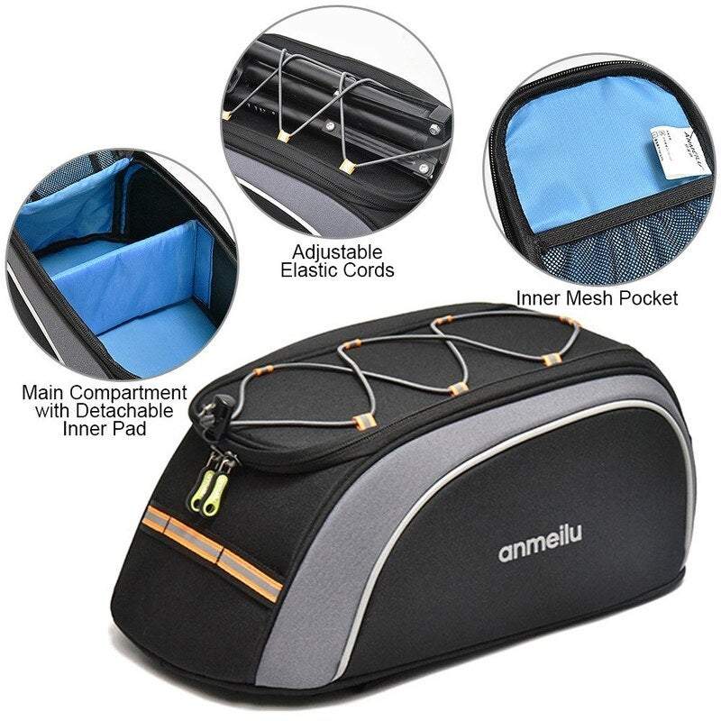 Saddle Bags Panniers Bike Trunk 8L Bicycle Water Resistant Rack With Waterproof Rain Cover