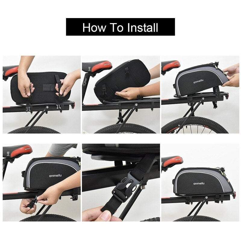 Saddle Bags Panniers Bike Trunk 8L Bicycle Water Resistant Rack With Waterproof Rain Cover