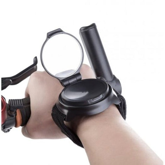 Bike Wrist Mounted Rear View Mirror Wing Side Folding 360 Degree Rotation Black