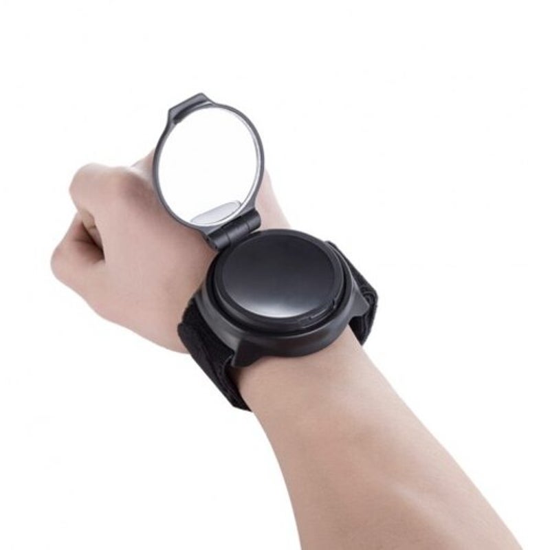 Bike Wrist Mounted Rear View Mirror Wing Side Folding 360 Degree Rotation Black