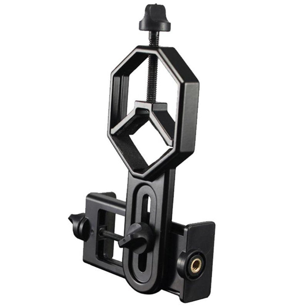 Black Metal / Abs Cellphone Adapter Mount Microscope Spotting Scope Telescope Clip Bracket Phone Stand Holder