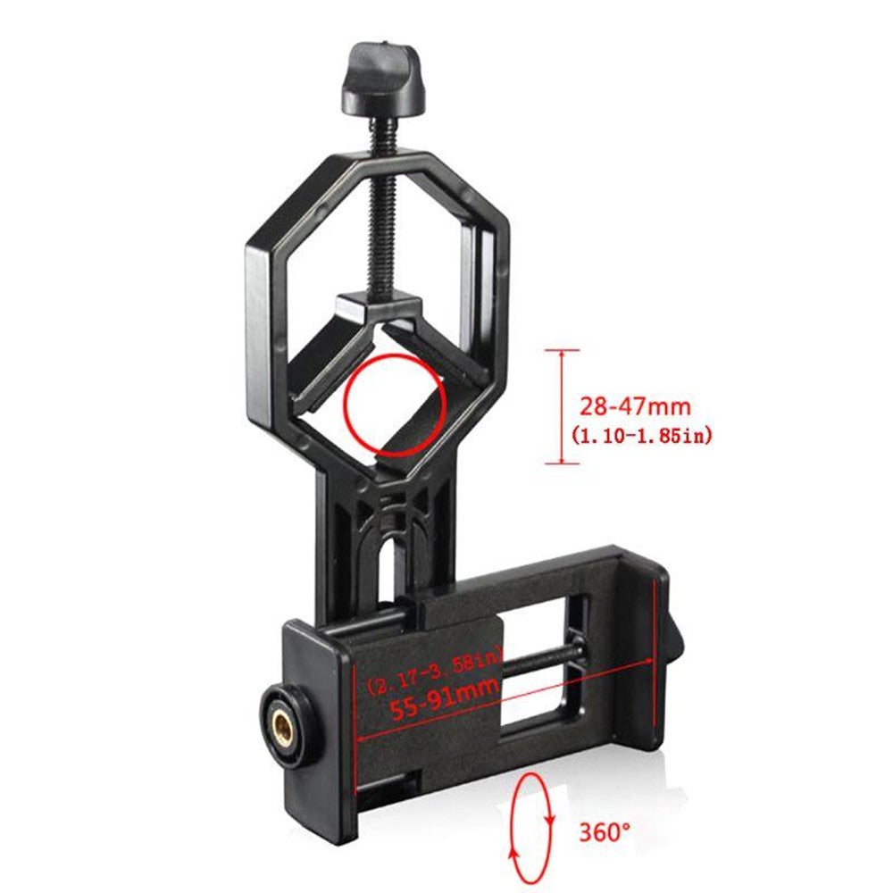 Black Metal / Abs Cellphone Adapter Mount Microscope Spotting Scope Telescope Clip Bracket Phone Stand Holder