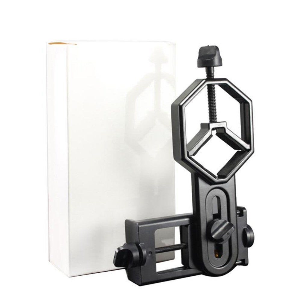 Black Metal / Abs Cellphone Adapter Mount Microscope Spotting Scope Telescope Clip Bracket Phone Stand Holder