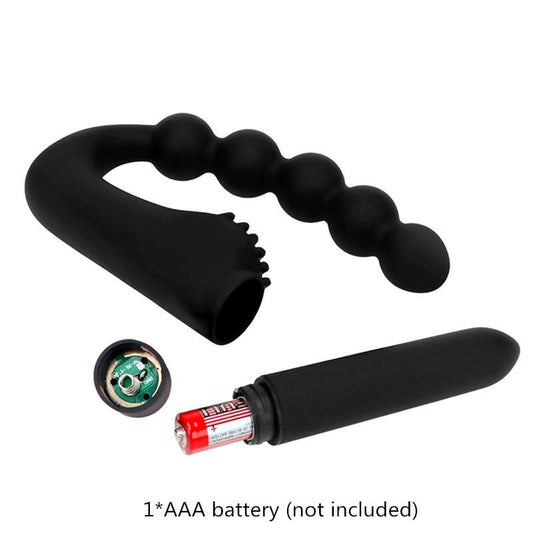 Black Anal Beads 10 Speed Clitoral Vibrator Prostate Massager Butt Plug Bdsm