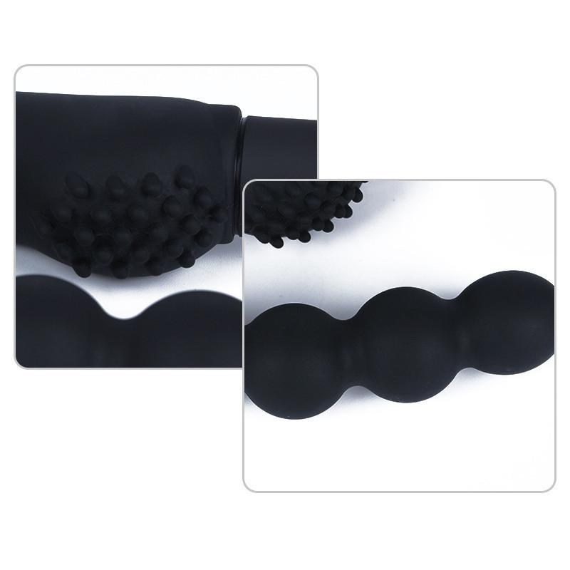 Black Anal Beads 10 Speed Clitoral Vibrator Prostate Massager Butt Plug Bdsm
