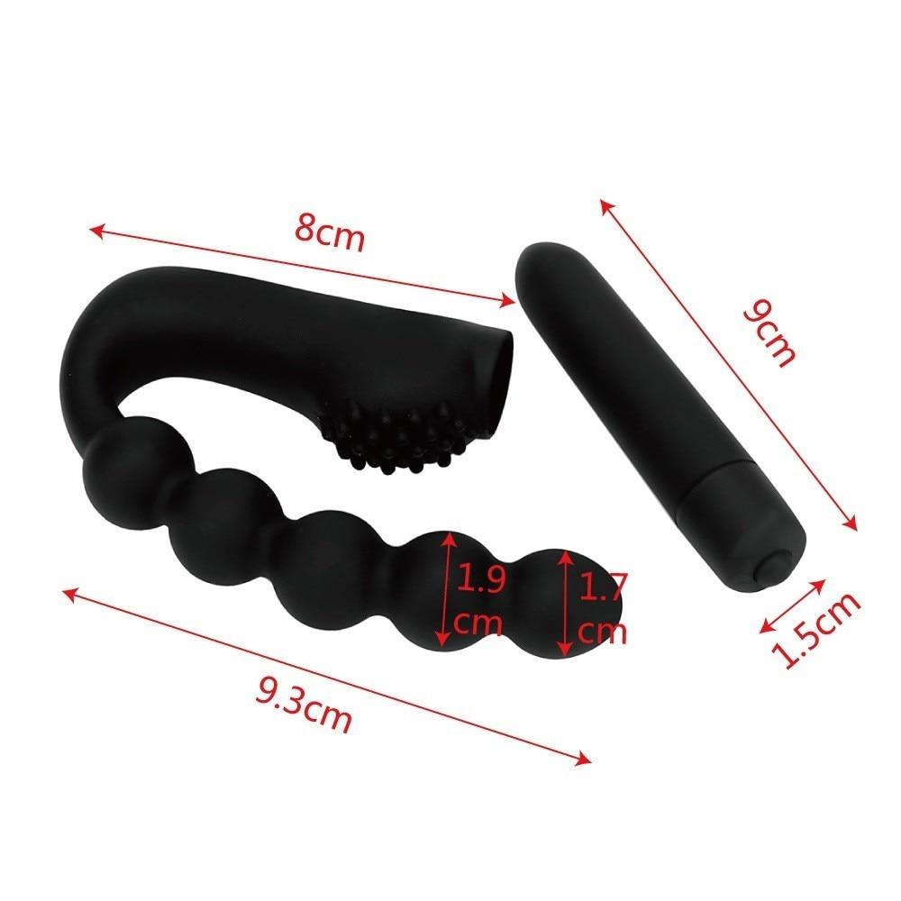 Black Anal Beads 10 Speed Clitoral Vibrator Prostate Massager Butt Plug Bdsm